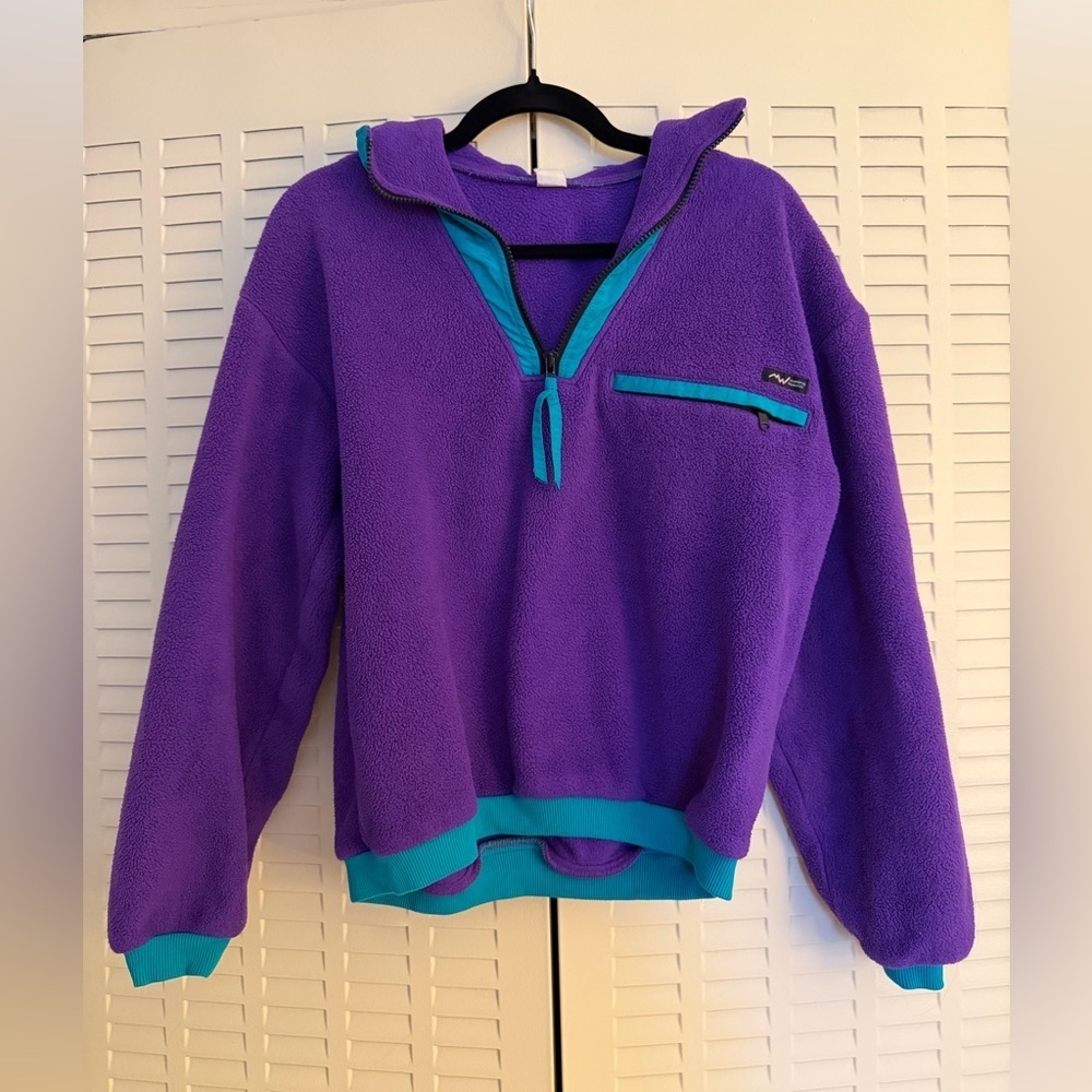 Vintage Women’s 90s Polartec Purple Teal Quarter Zip Fleece | Made in USA